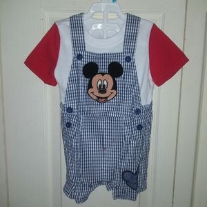 Disney Mickey Mouse Overalls w/ T-Shirt